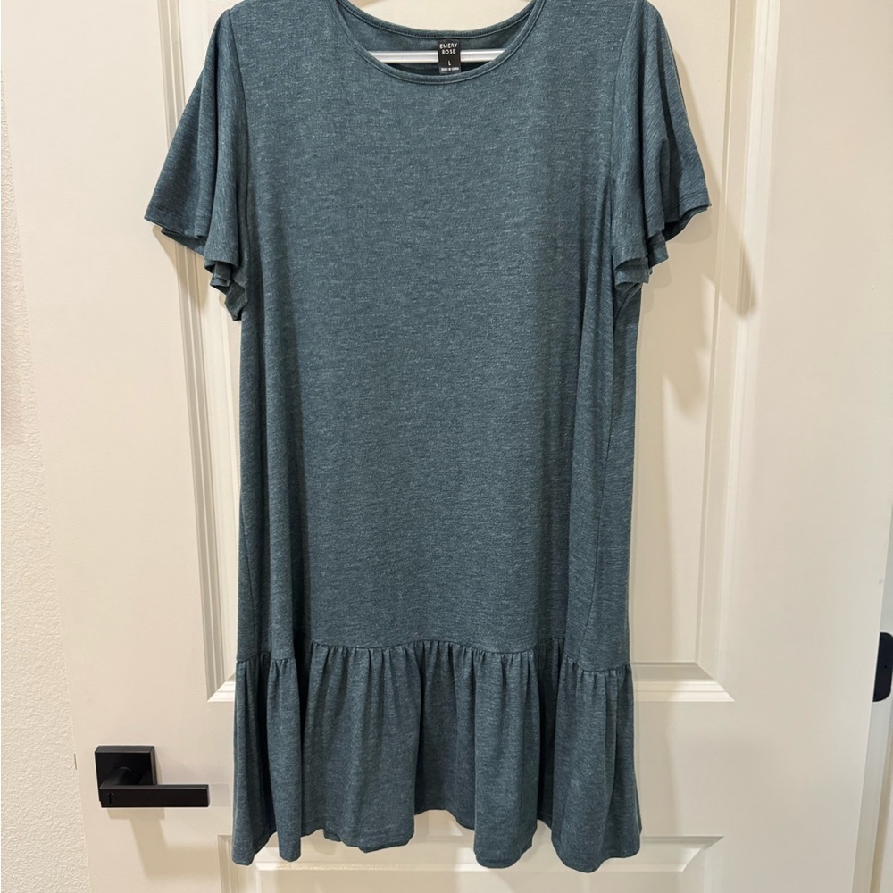Teal- blue/green Ruffle Hem Dress